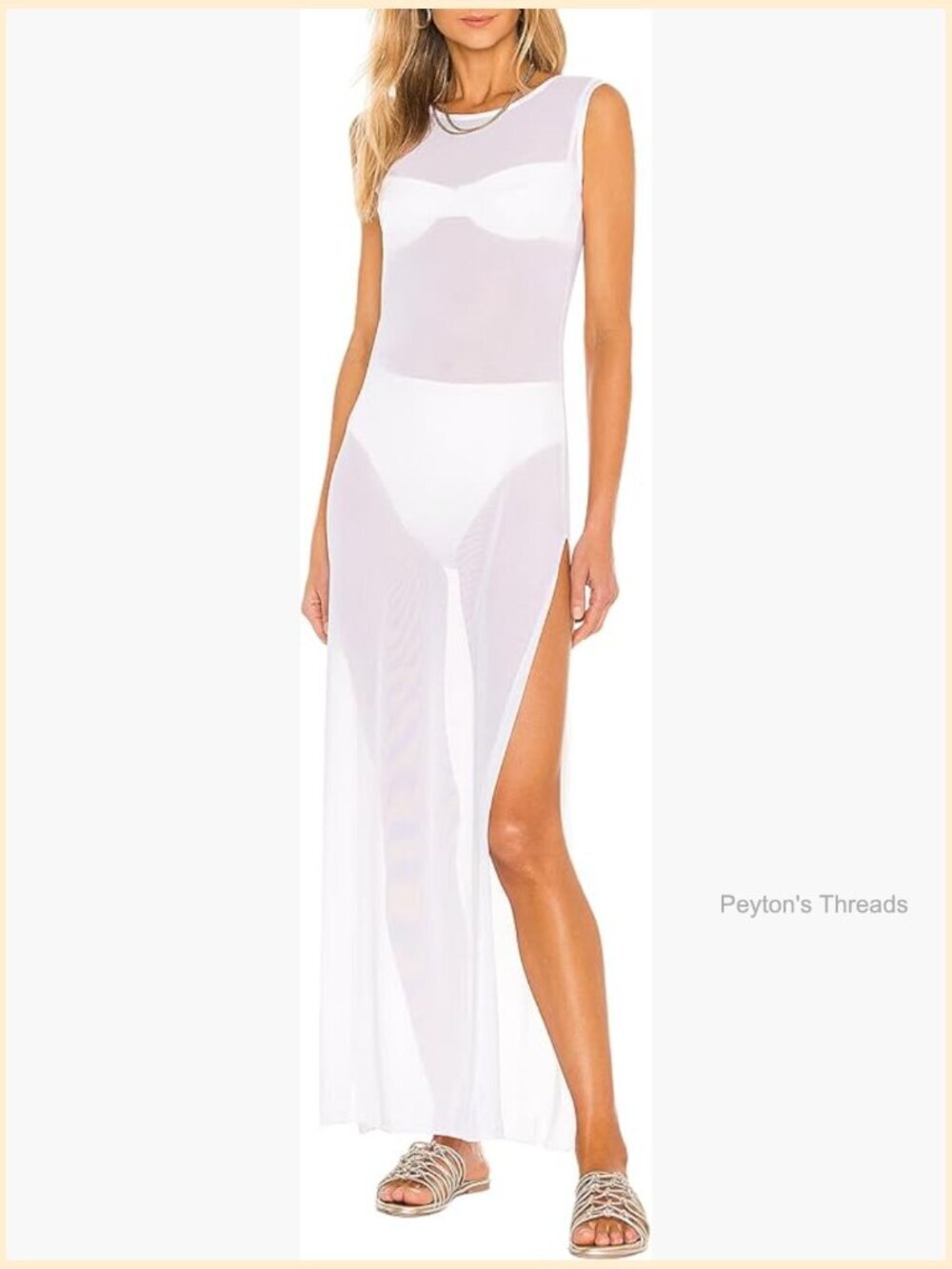 High Split Sheer Mesh Cover Up Maxi Dress